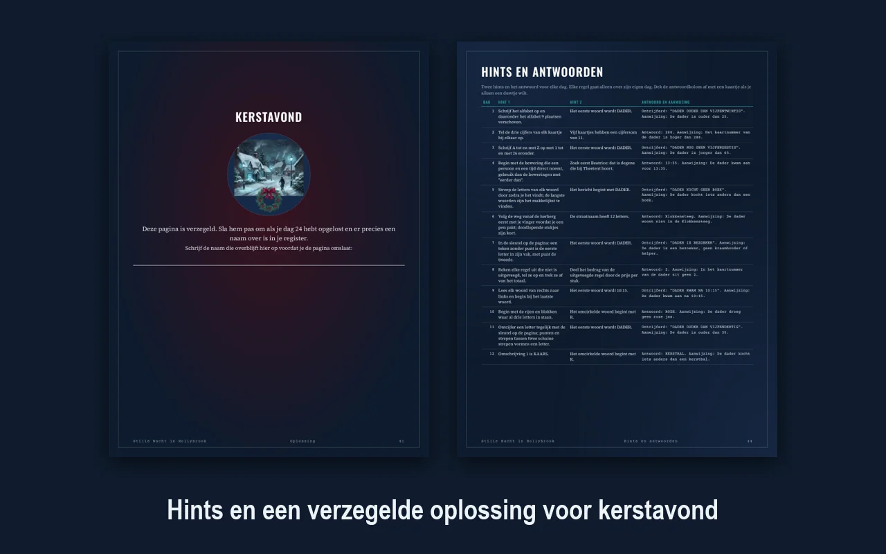 De verzegelde oplossing voor kerstavond en een pagina met hints en antwoorden