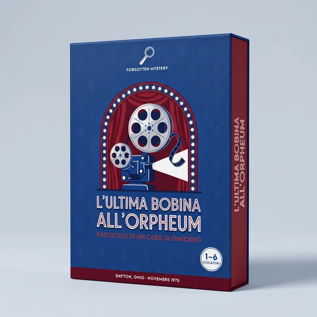 L’ultima bobina all’Orpheum: copertina di un fascicolo di un caso di omicidio da stampare