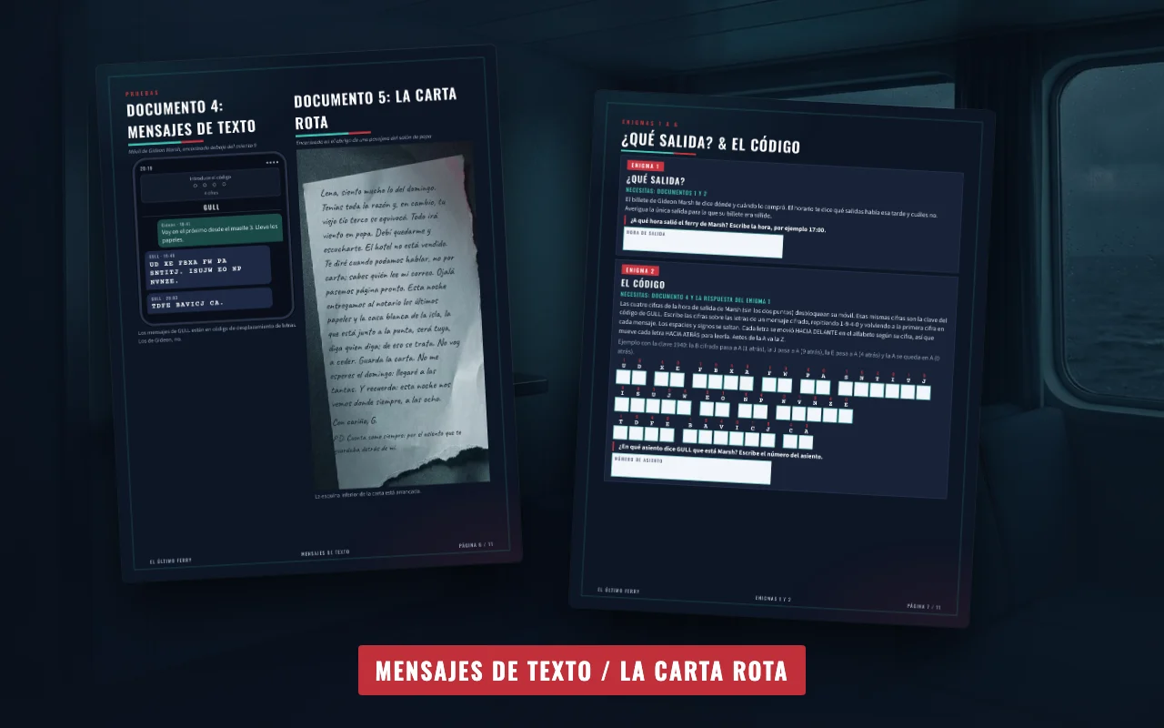 Los mensajes de texto de la víctima y la carta rota de El último ferry