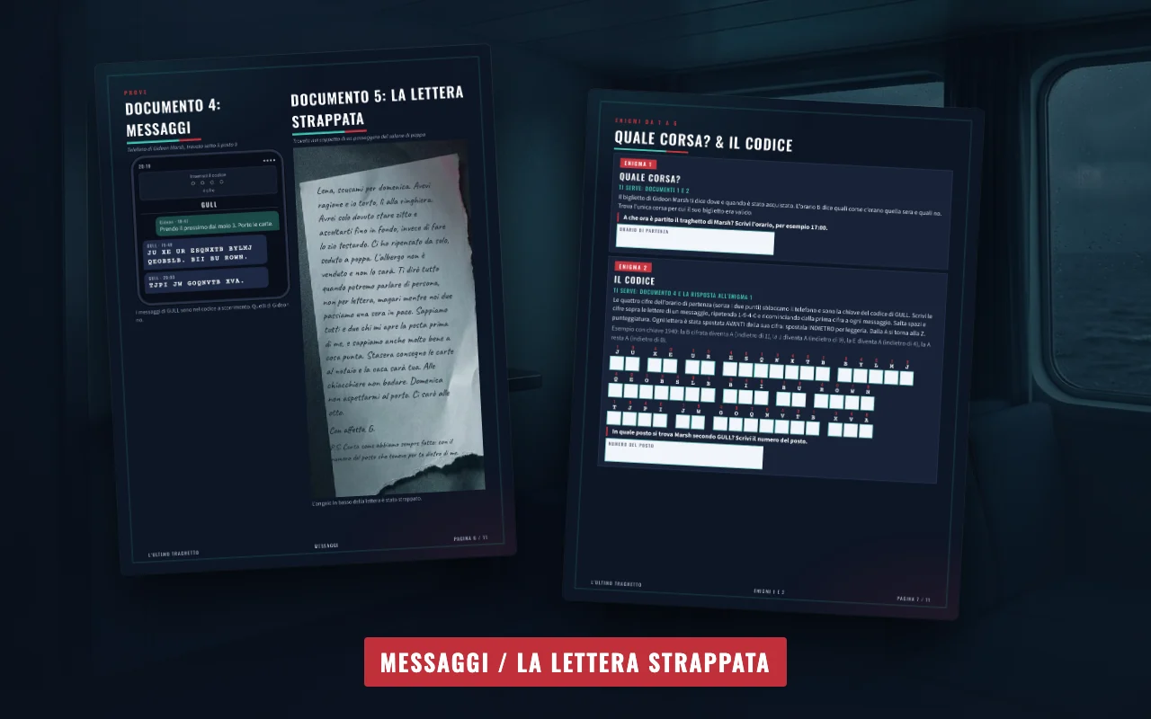 I messaggi della vittima e la lettera strappata de L'ultimo traghetto