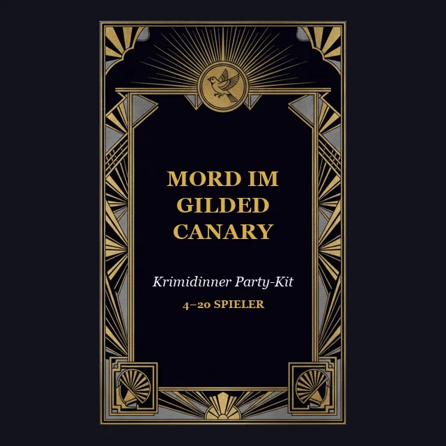 Mord im Gilded Canary: Cover eines Krimidinner-Sets zum Ausdrucken