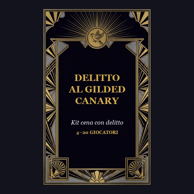 Delitto al Gilded Canary: copertina del kit da stampare per una cena con delitto