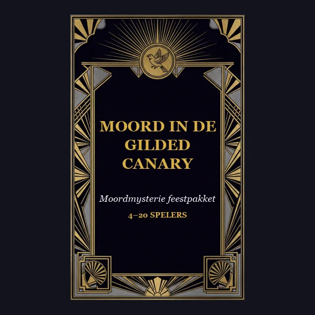 Moord in de Gilded Canary: omslag van een moordmysterie-partykit om te printen