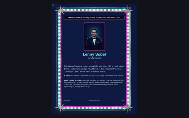Mord bei der Mitternachtsshow: eine öffentliche Rollenseite (Lenny Sobel)