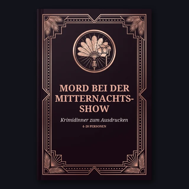 Mord bei der Mitternachtsshow: Cover eines Krimidinner-Sets zum Ausdrucken
