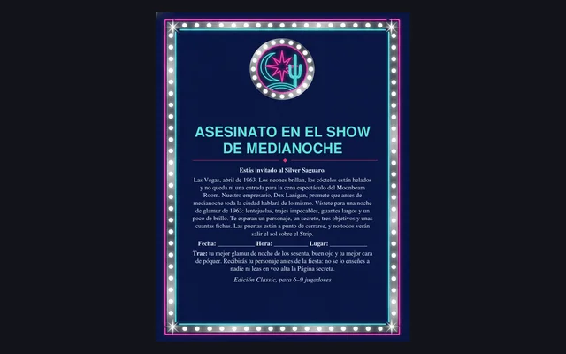 Asesinato en el show de medianoche: la invitación para imprimir