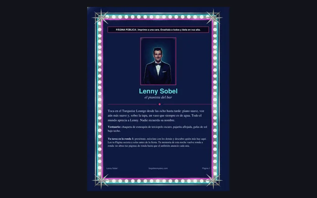 Asesinato en el show de medianoche: una página pública de personaje (Lenny Sobel)