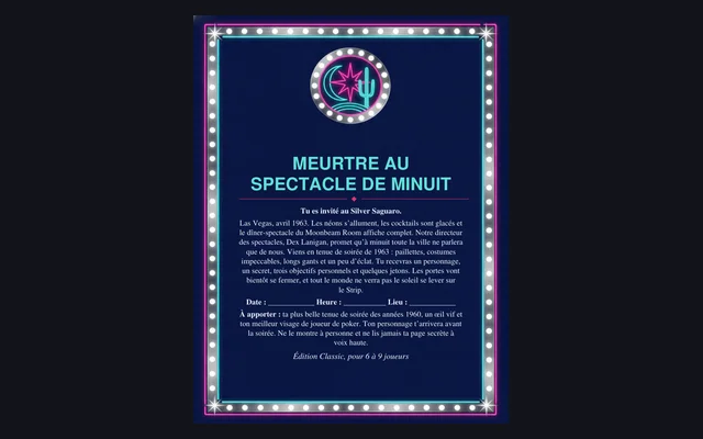 Meurtre au spectacle de minuit: l’invitation à imprimer