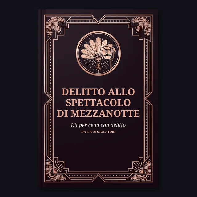 Delitto allo spettacolo di mezzanotte: copertina del kit da stampare per una cena con delitto