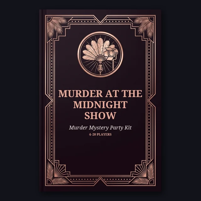 Murder at the Midnight Show: printable murder mystery party kit cover