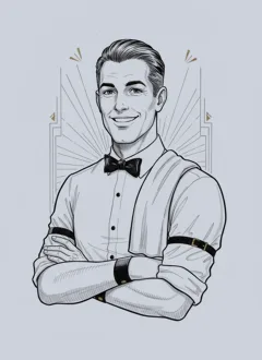 Tommy Quill, the bartender — Murder at the Gilded Canary character
