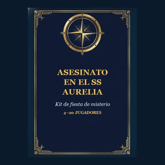 Asesinato en el SS Aurelia: portada de un kit imprimible de fiesta de misterio y asesinato