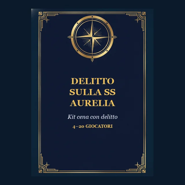 Delitto sulla SS Aurelia: copertina del kit da stampare per una cena con delitto
