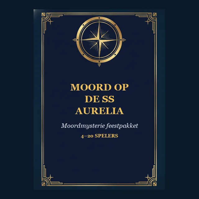 Moord op de SS Aurelia: omslag van een moordmysterie-partykit om te printen