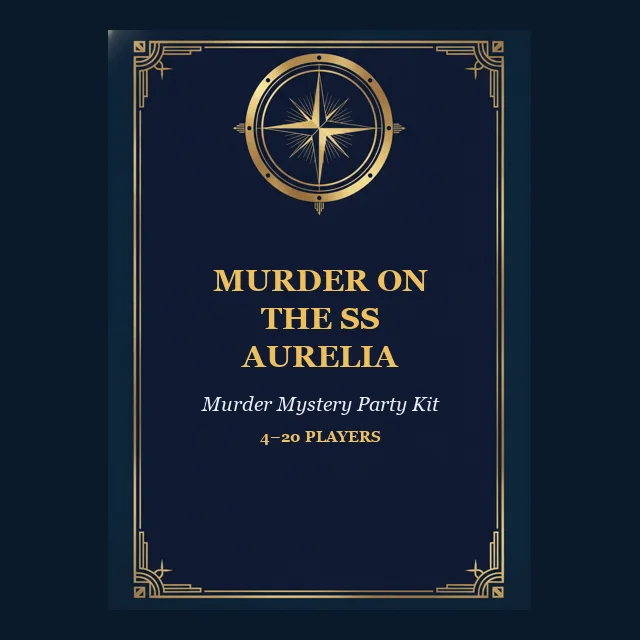 Murder on the SS Aurelia — printable murder mystery party kit cover