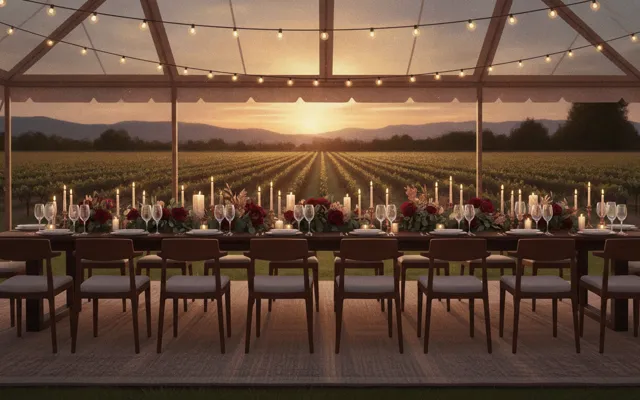 Murder at the Vineyard Wedding — the rehearsal dinner tent